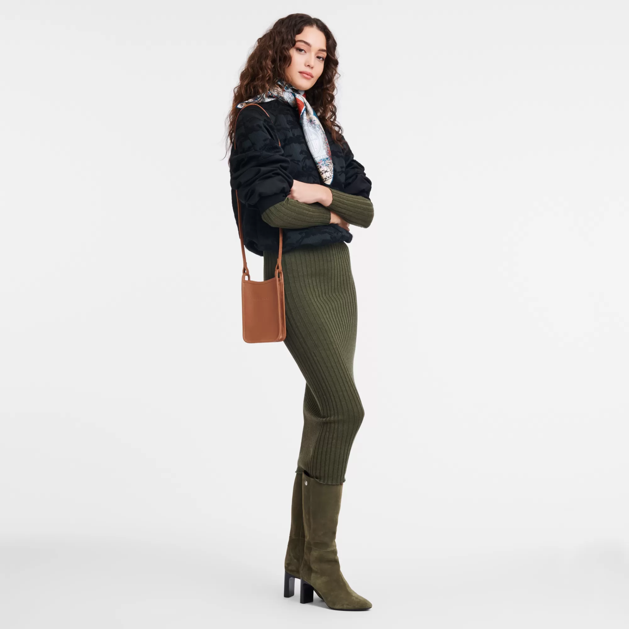 Mujer Longchamp Le Foulonné Funda de teléfono con cordón de piel