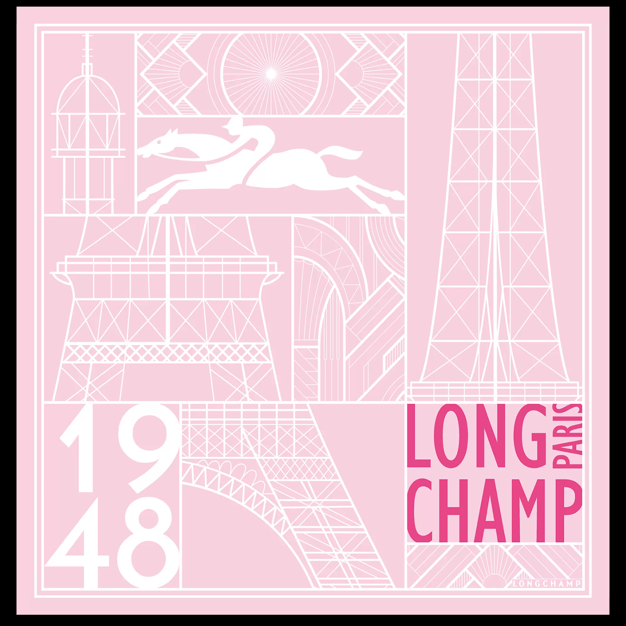 Mujer Longchamp Torre Eiffel 1948 Pañuelo de seda 50